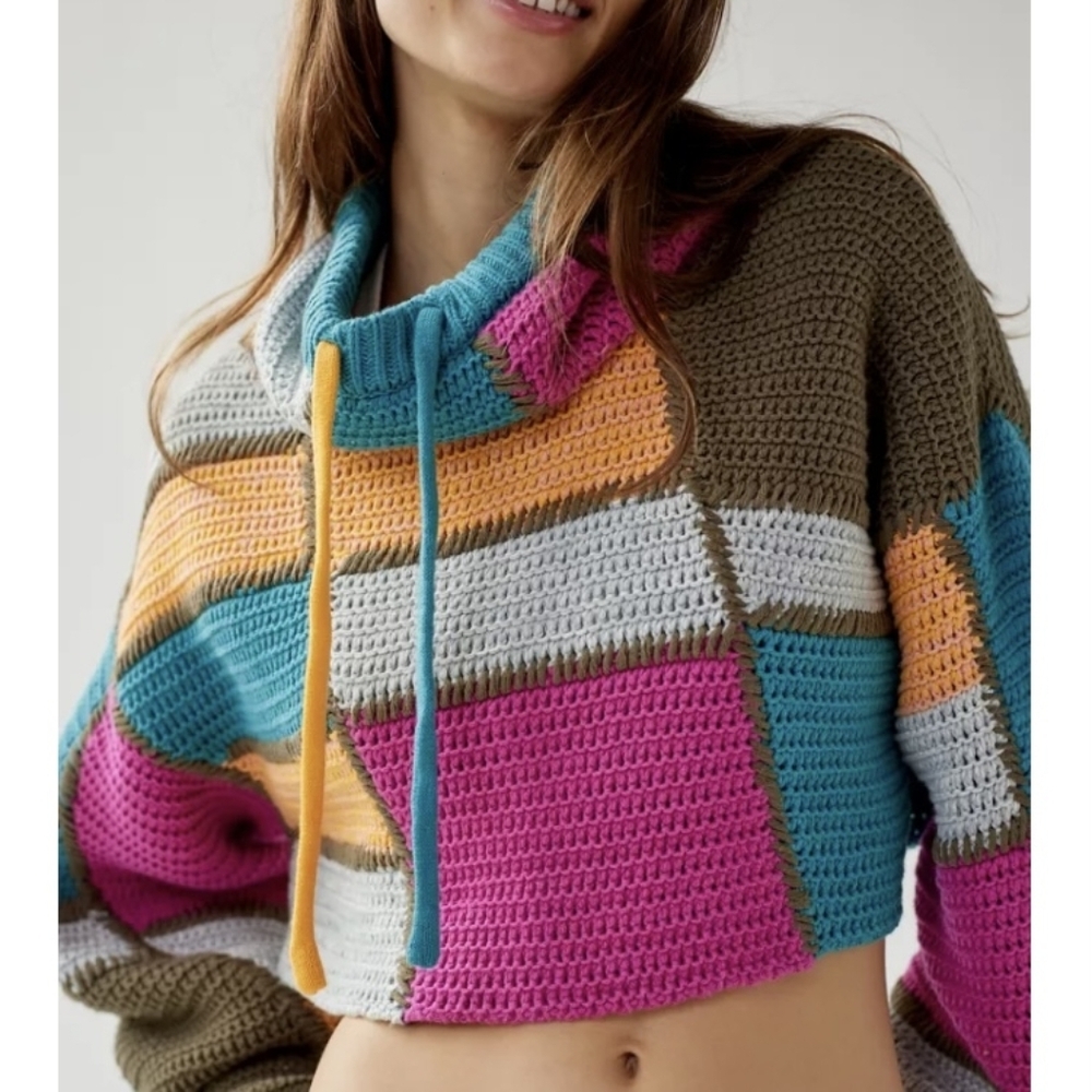 BDG By Urban Outfitters | Cropped Patchwork Chunky Knit Sweater